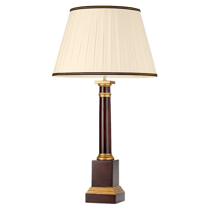 elstead lighting Louviers 1 Light Table Lamp with Tall Empire Shade - Oxblood and Gold with Ivory with Black and Gold trim Shade