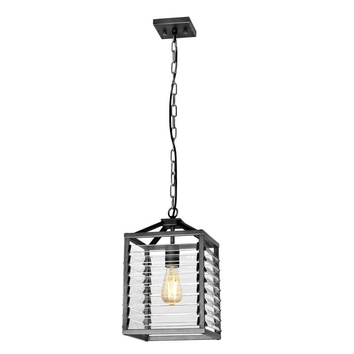 elstead lighting Louvre 1 Light Pendant - Painted Gunmetal