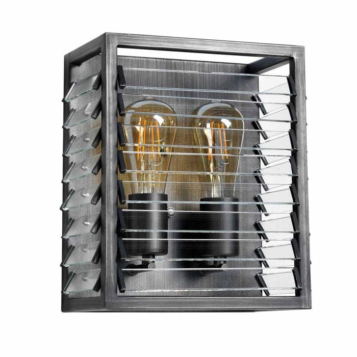 Elstead Lighting Louvre 2 Light Pendant - Painted Gunmetal