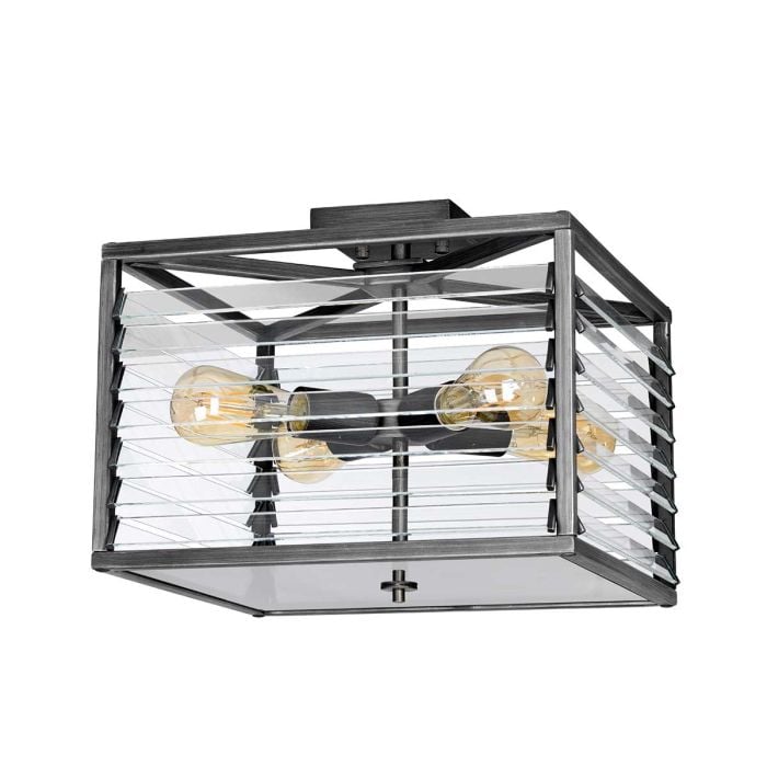 Elstead Lighting Louvre 4 Light Flush - Painted Gunmetal