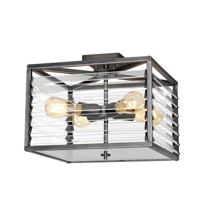 elstead lighting Louvre 4 Light Flush - Painted Gunmetal