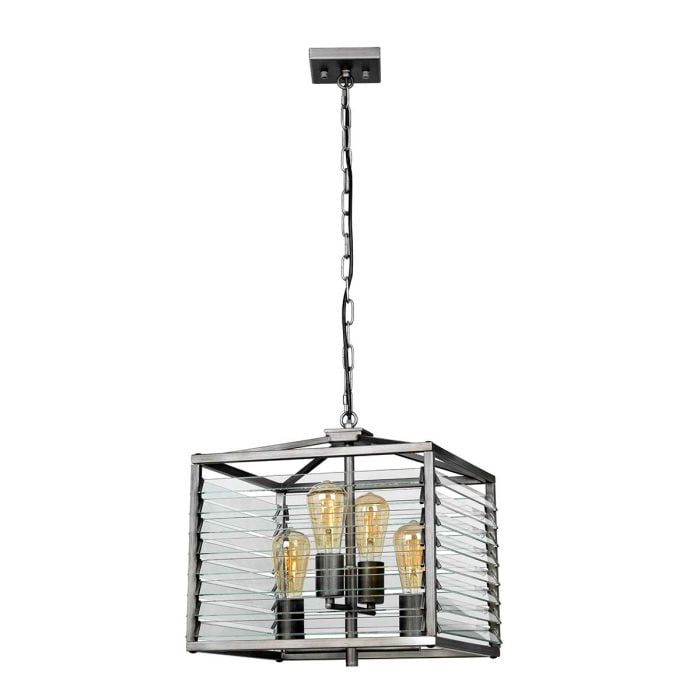 Elstead Lighting Louvre 4 Light Pendant - Painted Gunmetal