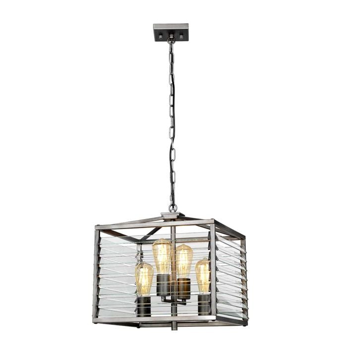 elstead lighting Louvre 4 Light Pendant - Painted Gunmetal