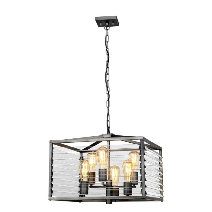 elstead lighting Louvre 6 Light Pendant - Painted Gunmetal