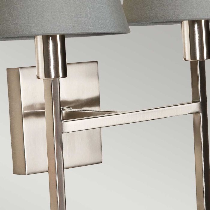 Elstead Lighting Lucerne 2 Light Wall Light - Brushed Nickel Grey Shades