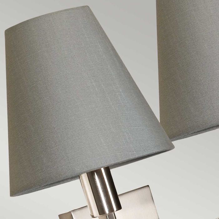 Elstead Lighting Lucerne 2 Light Wall Light - Brushed Nickel Grey Shades