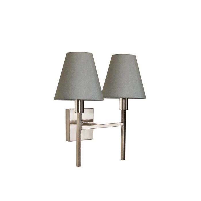 elstead lighting Lucerne 2 Light Wall Light - Brushed Nickel Grey Shades