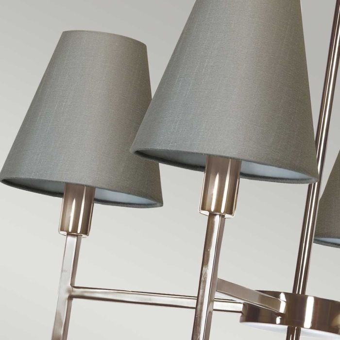 Elstead Lighting Lucerne 4 Light Chandelier - Brushed Nickel Grey Shades