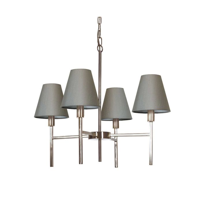 elstead lighting Lucerne 4 Light Chandelier - Brushed Nickel Grey Shades