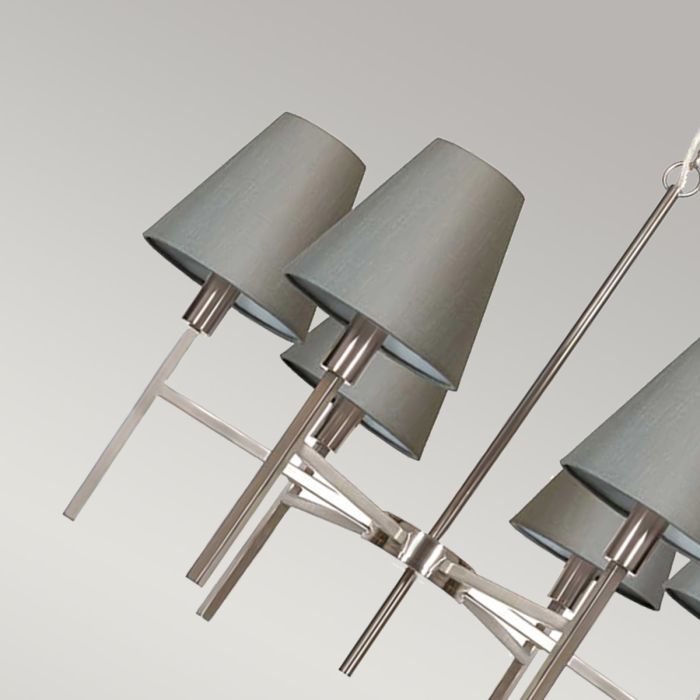Elstead Lighting Lucerne 6 Light Chandelier - Brushed Nickel Grey Shades