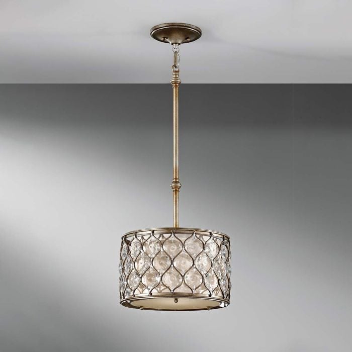 Elstead Lighting Lucia 1 Light Pendant Light - Burnished Silver