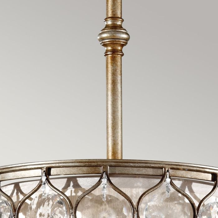 Elstead Lighting Lucia 1 Light Pendant Light - Burnished Silver