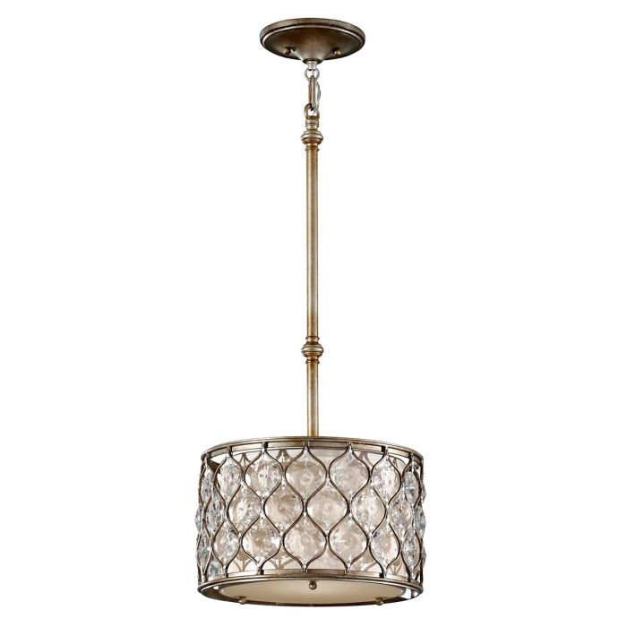 elstead lighting Lucia 1 Light Pendant Light - Burnished Silver