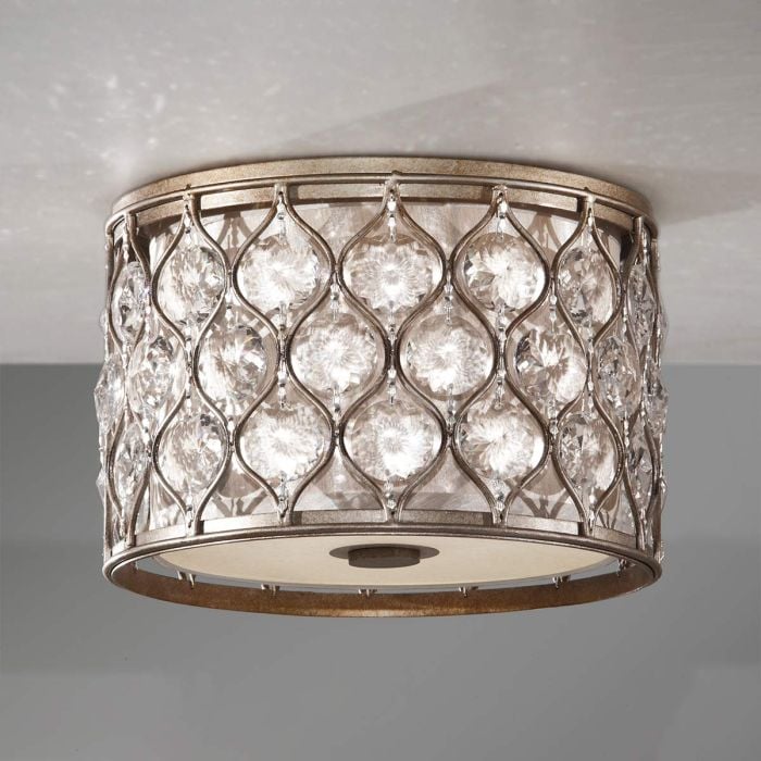 Elstead Lighting Lucia 2 Light Flush - Burnished Silver