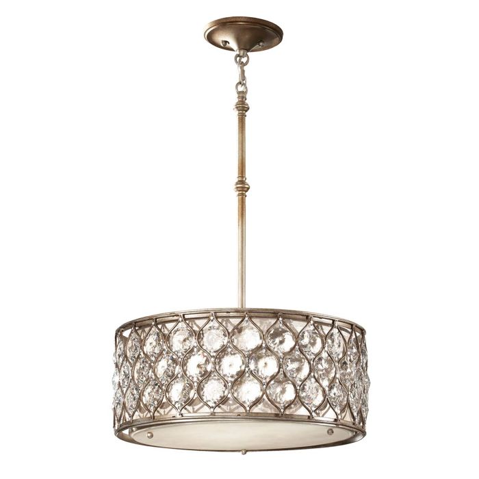 elstead lighting Lucia 3 Light Pendant Chandelier - Burnished Silver