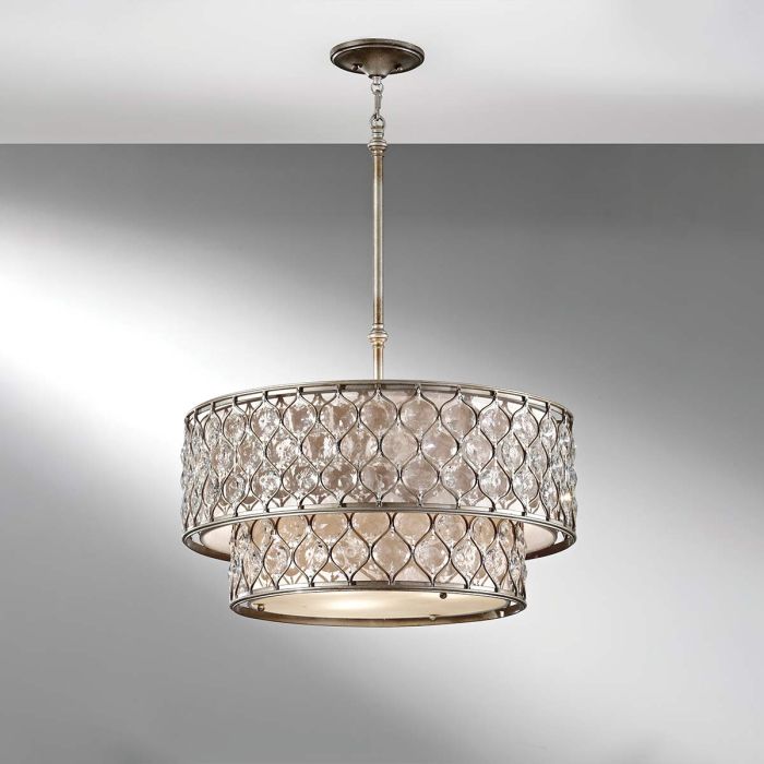 Elstead Lighting Lucia 6 Light Chandelier - Burnished Silver
