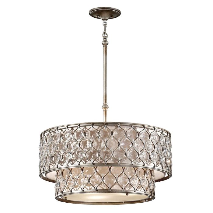 elstead lighting Lucia 6 Light Chandelier - Burnished Silver