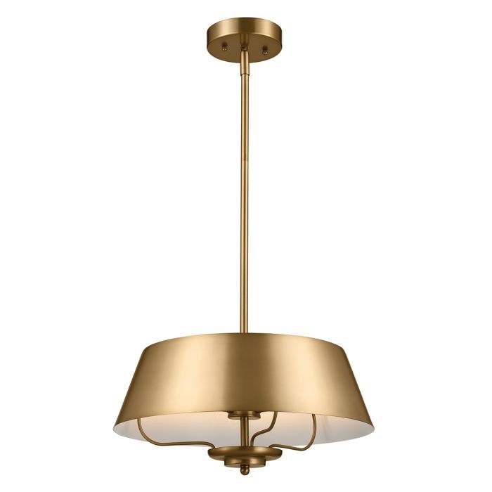 elstead lighting Luella 3lt Duo-Mount Pendant - Brushed Natural Brass