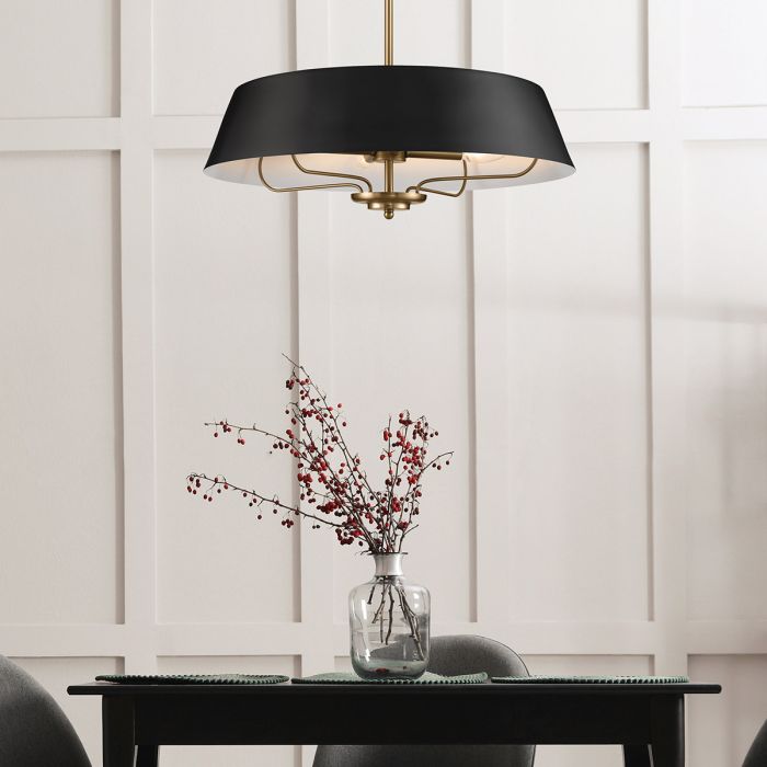 Elstead Lighting Luella 4lt Duo-Mount Pendant - Black & Brass