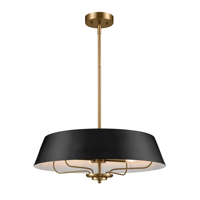 elstead lighting Luella 4lt Duo-Mount Pendant - Black & Brass