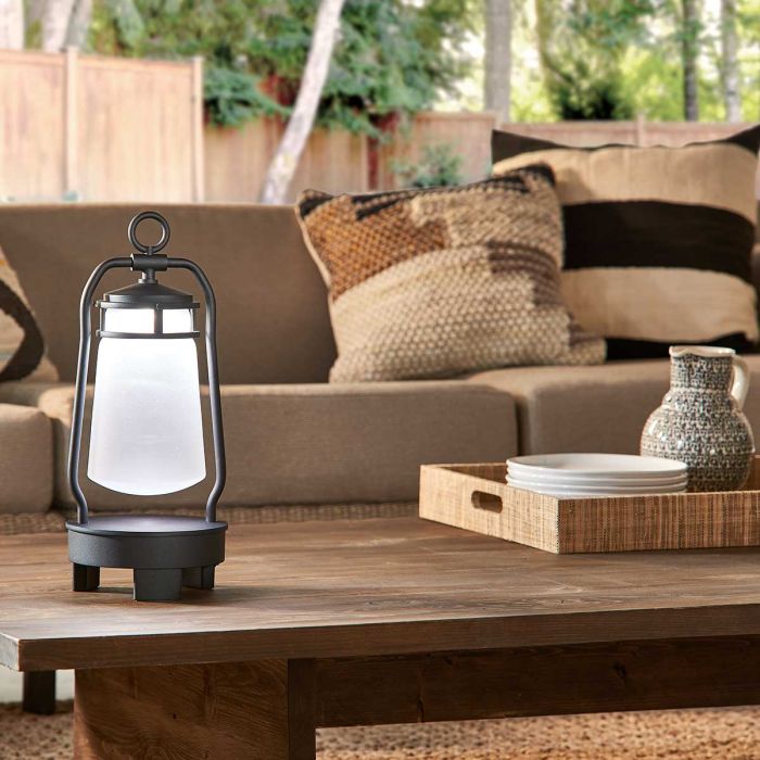 Elstead Lighting Lyndon Portable Bluetooth Speaker Lantern - EU Plug - Textured Black