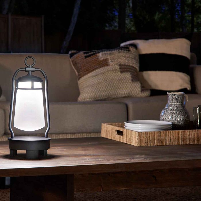 Elstead Lighting Lyndon Portable Bluetooth Speaker Lantern - UK Plug - Textured Black