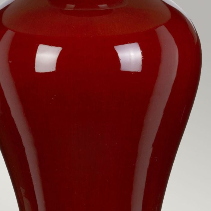 Elstead Lighting Majin 1 Light Table Lamp With Tall Empire Shade - Oxblood With Cream With Burgundy And Gold Trim Shade