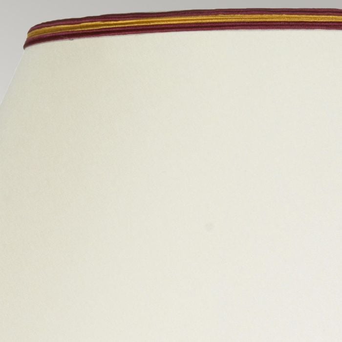 Elstead Lighting Majin 1 Light Table Lamp With Tall Empire Shade - Oxblood With Cream With Burgundy And Gold Trim Shade