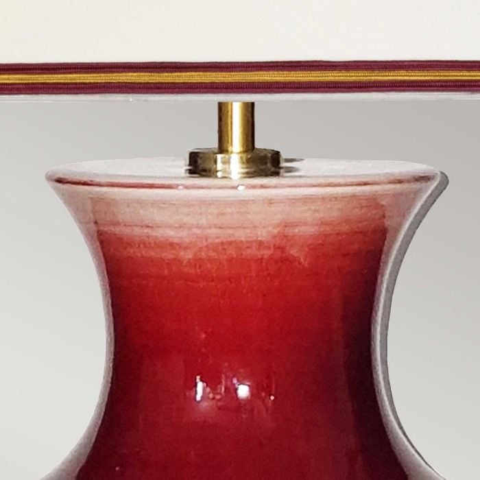 Elstead Lighting Majin Oxblood Red Jar 1 Light Table Lamp With Polycotton Shade - Oxblood With Cream With Burgundy And Gold Soutach Trim Shade