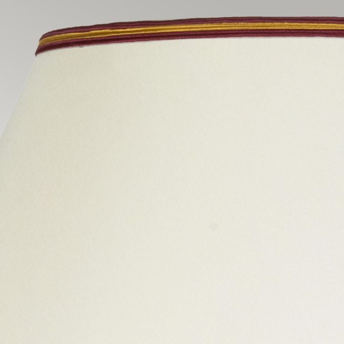 Elstead Lighting Majin Oxblood Red Jar 1 Light Table Lamp With Polycotton Shade - Oxblood With Cream With Burgundy And Gold Soutach Trim Shade