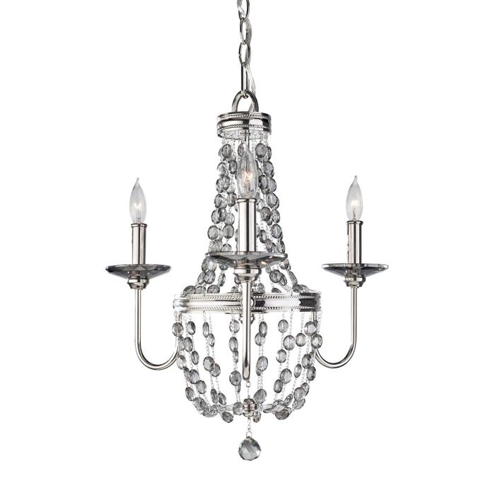 elstead lighting Malia 3 Light Chandelier - Polished Nickel