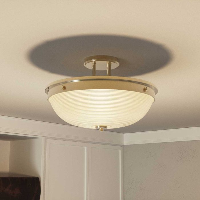 Elstead Lighting Mantle 2 Light Semi-Flush - Weathered Brass
