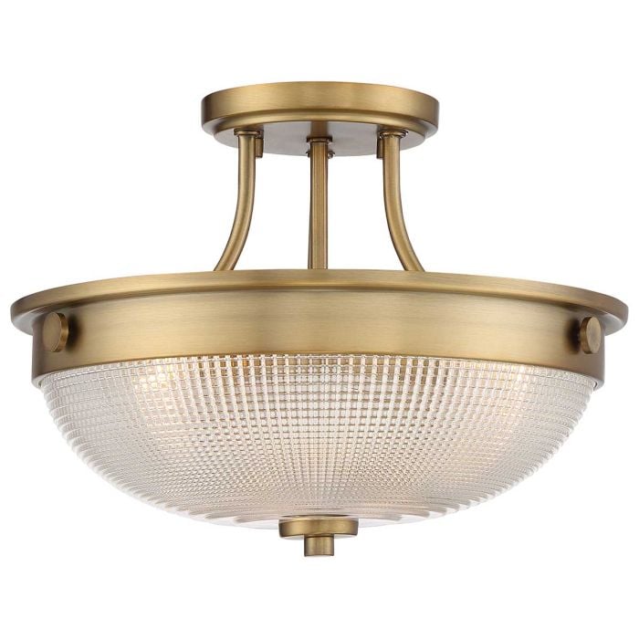 elstead lighting Mantle 2 Light Semi-Flush - Weathered Brass