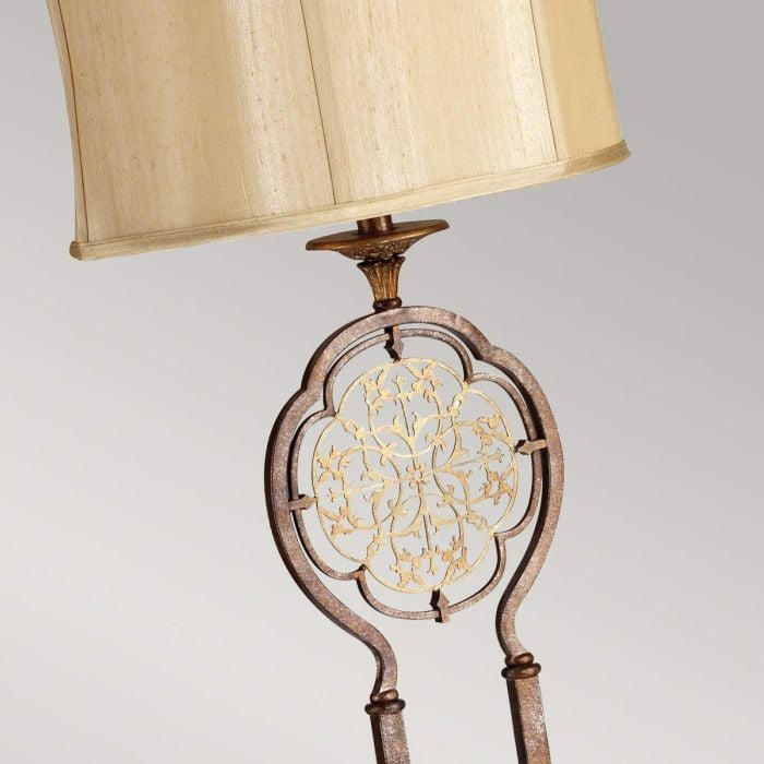 Elstead Lighting Marcella 1 Light Floor Lamp - British Bronze/Oxidized Bronze With Light Gold Shade