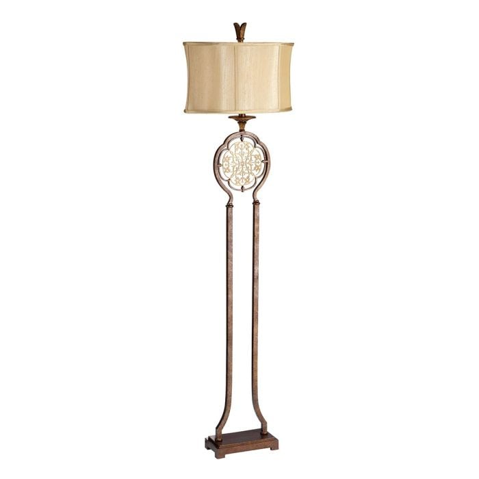 elstead lighting Marcella 1 Light Floor Lamp - British Bronze/Oxidized Bronze with Light Gold Shade