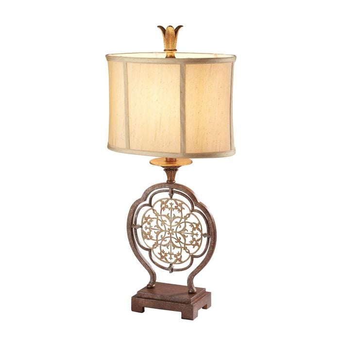 elstead lighting Marcella 1 Light Table Lamp - British Bronze/Oxidized Bronze with Light Gold Shade