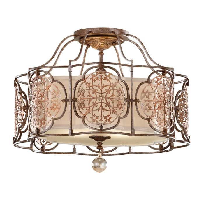 elstead lighting Marcella 3 Light Semi-Flush - British Bronze/Oxidized Bronze