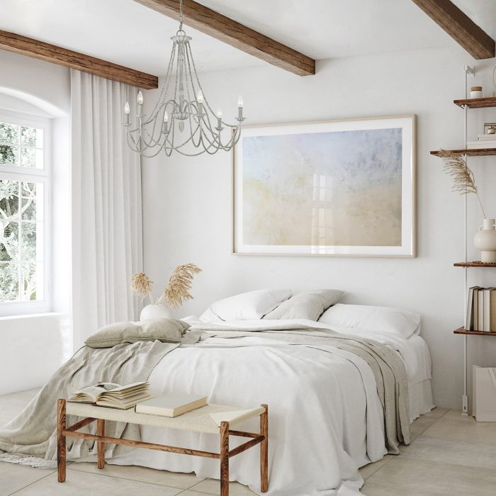 Elstead Lighting Maryville 6 Light Chandelier - Washed Grey