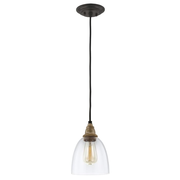 elstead lighting Matrimonio 1 Light Mini Pendant - Driftwood / Dark Weathered Zinc
