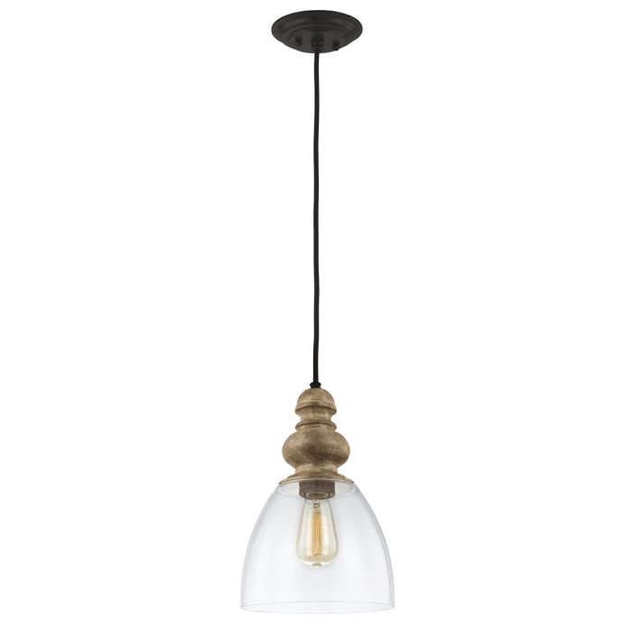 elstead lighting Matrimonio 1 Light Pendant - Driftwood / Dark Weathered Zinc