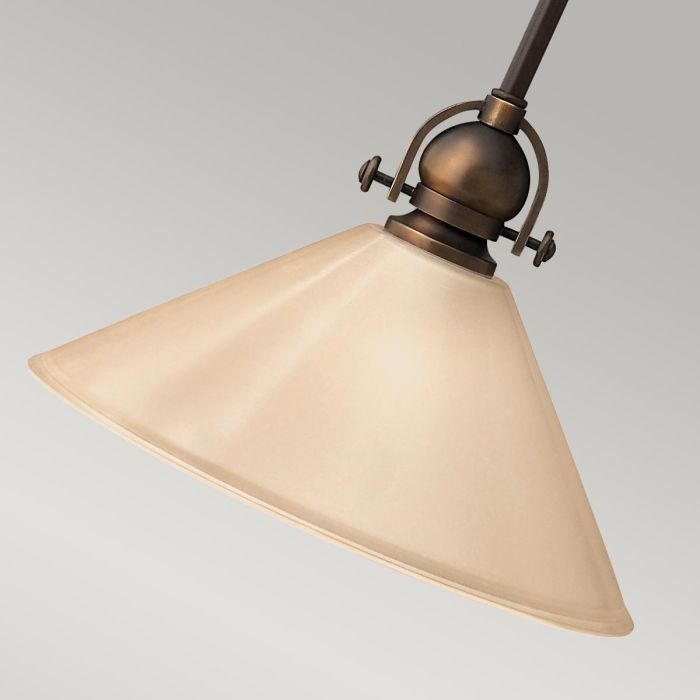 Elstead Lighting Mayflower 1 Light Mini Pendant - Olde Bronze Steel Etched Amber Glass