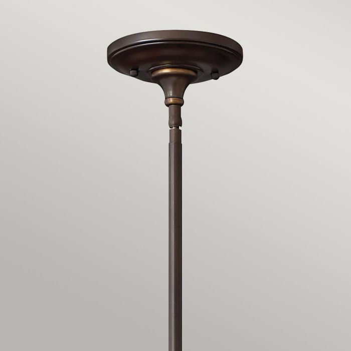 Elstead Lighting Mayflower 1 Light Mini Pendant - Olde Bronze Steel Etched Amber Glass