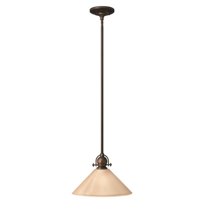 elstead lighting Mayflower 1 Light Mini Pendant - Olde Bronze Steel Etched Amber Glass