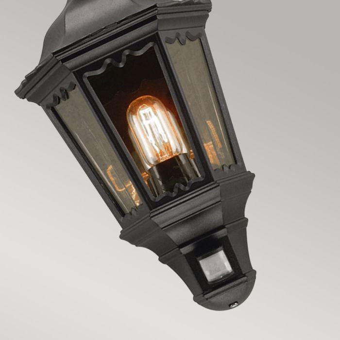 Elstead Lighting Medstead 1 Light Half Lantern With PIR - Black