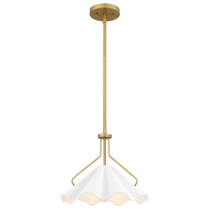 elstead lighting Mejia 1 lt Pendant - Aged Brass Textured White Steel Shade