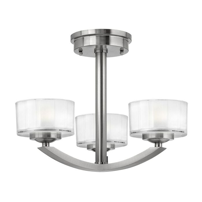 elstead lighting Meridian 3 Light Semi-Flush - Brushed Nickel