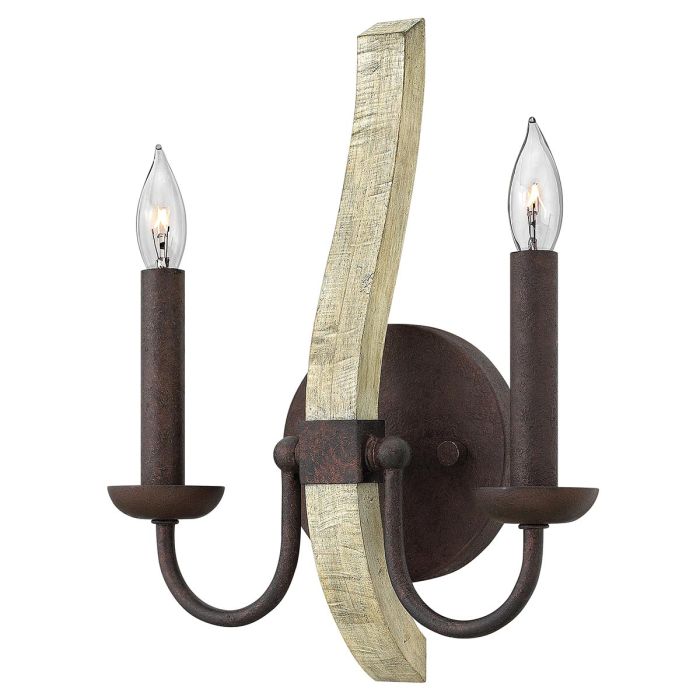 elstead lighting Middlefield 2 Light Wall Light - Iron Rust