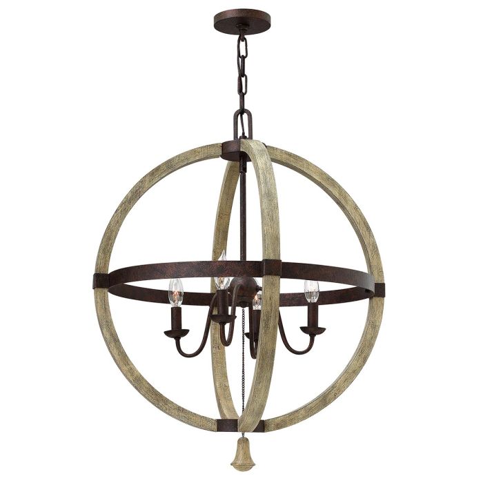 elstead lighting Middlefield 4 Light Chandelier - Iron Rust