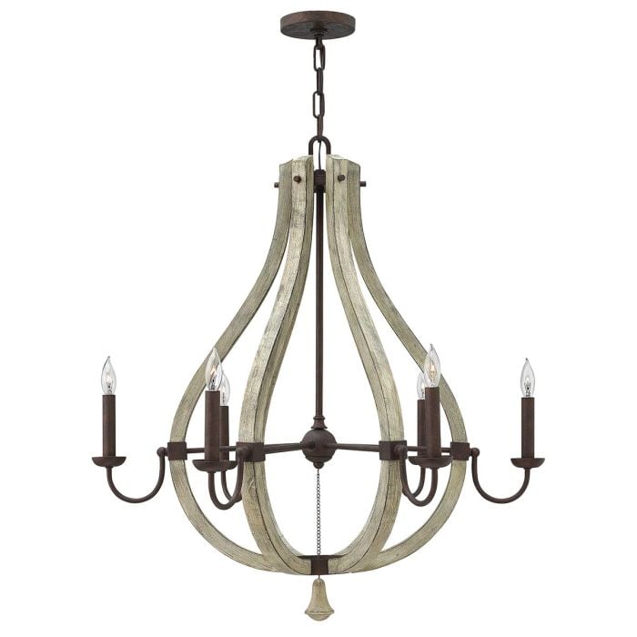 elstead lighting Middlefield 6 Light Chandelier - Iron Rust