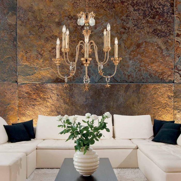 Elstead Lighting Mignon 8 Light Chandelier - Gold And Silver